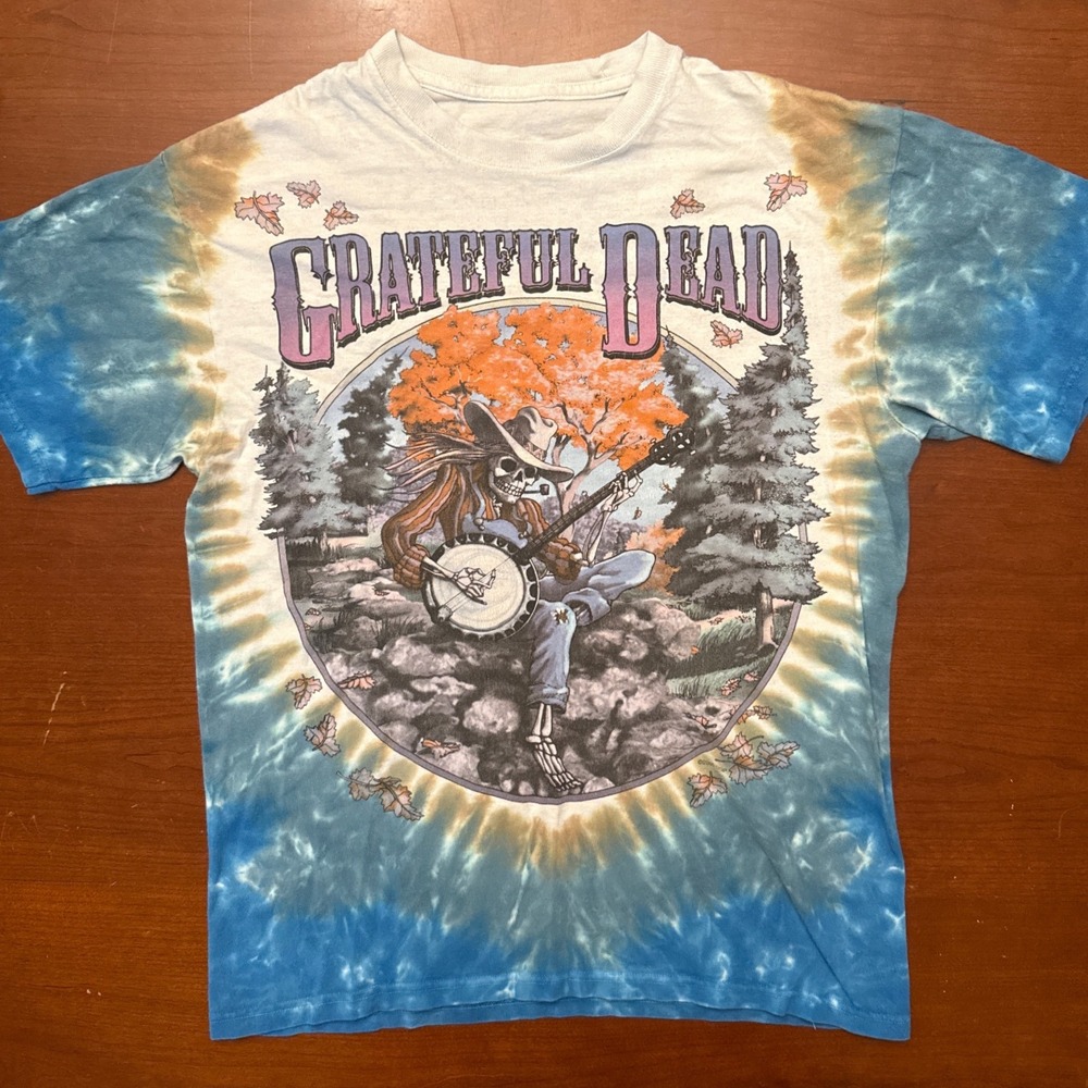 Grateful Dead banjo 1994‎ Fall Tour tie dye t-shirt mens Med Liquid Blue